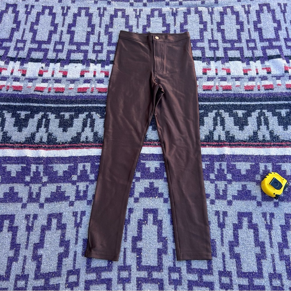 American apparel brown disco pants tight metallic skinny jeans high waist size s